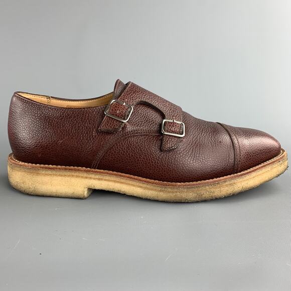MARC MCNAIRY Size 10 Brown Leather Double Monk Strap Loafers - Picture 1 of 1